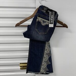 Grace In LA Jeans Women 10 Bootcut Embellished Western Denim NWT 26x26